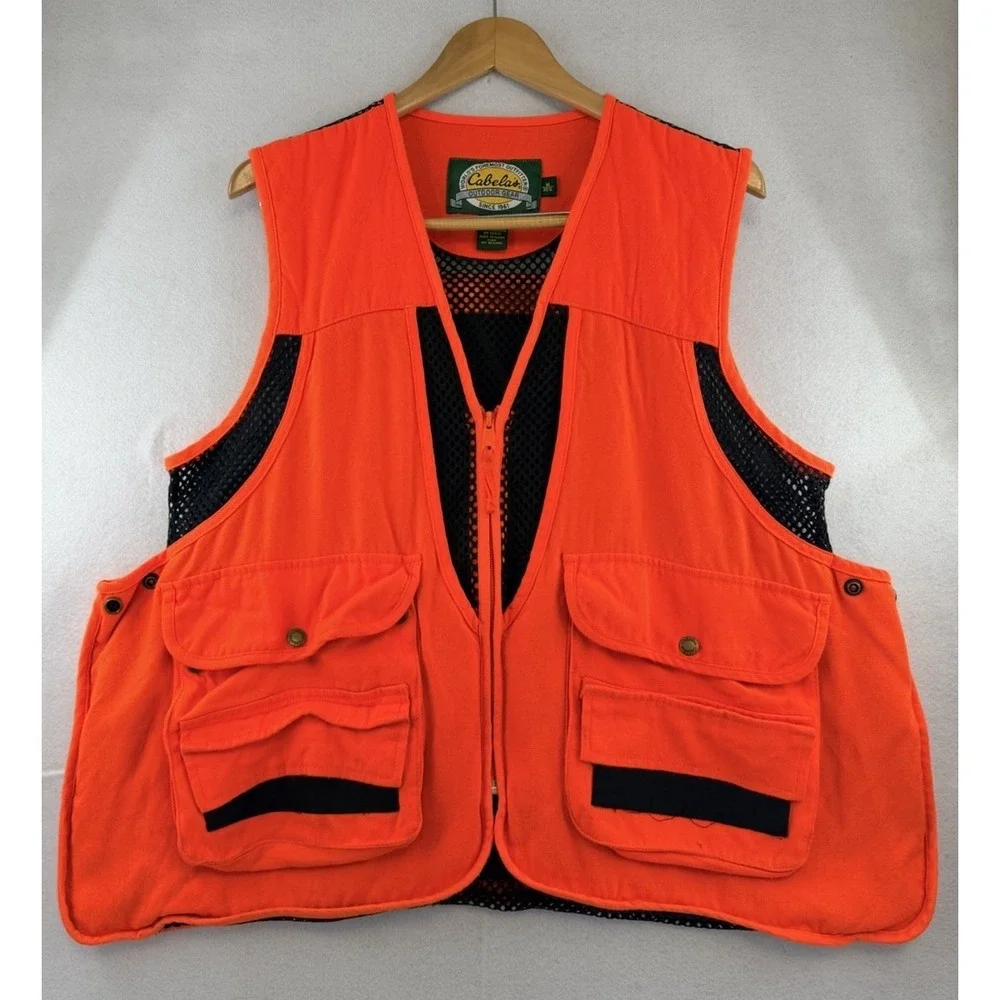 Cabela's Blaze Orange Hunting Vest M Reg‎ Mesh Back Game Pouch Pockets